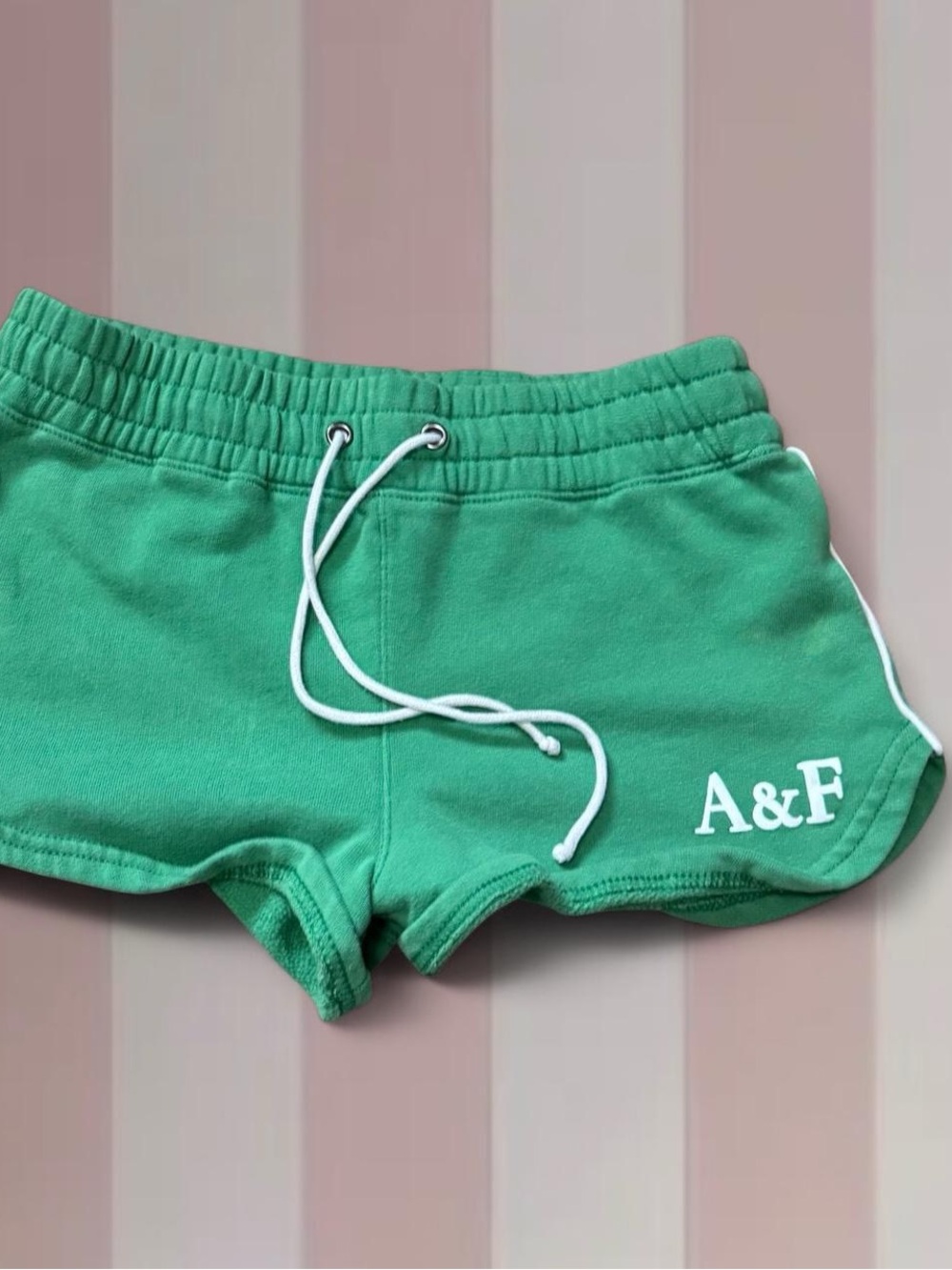 Abercrombie & Fitch green shorts with white trim